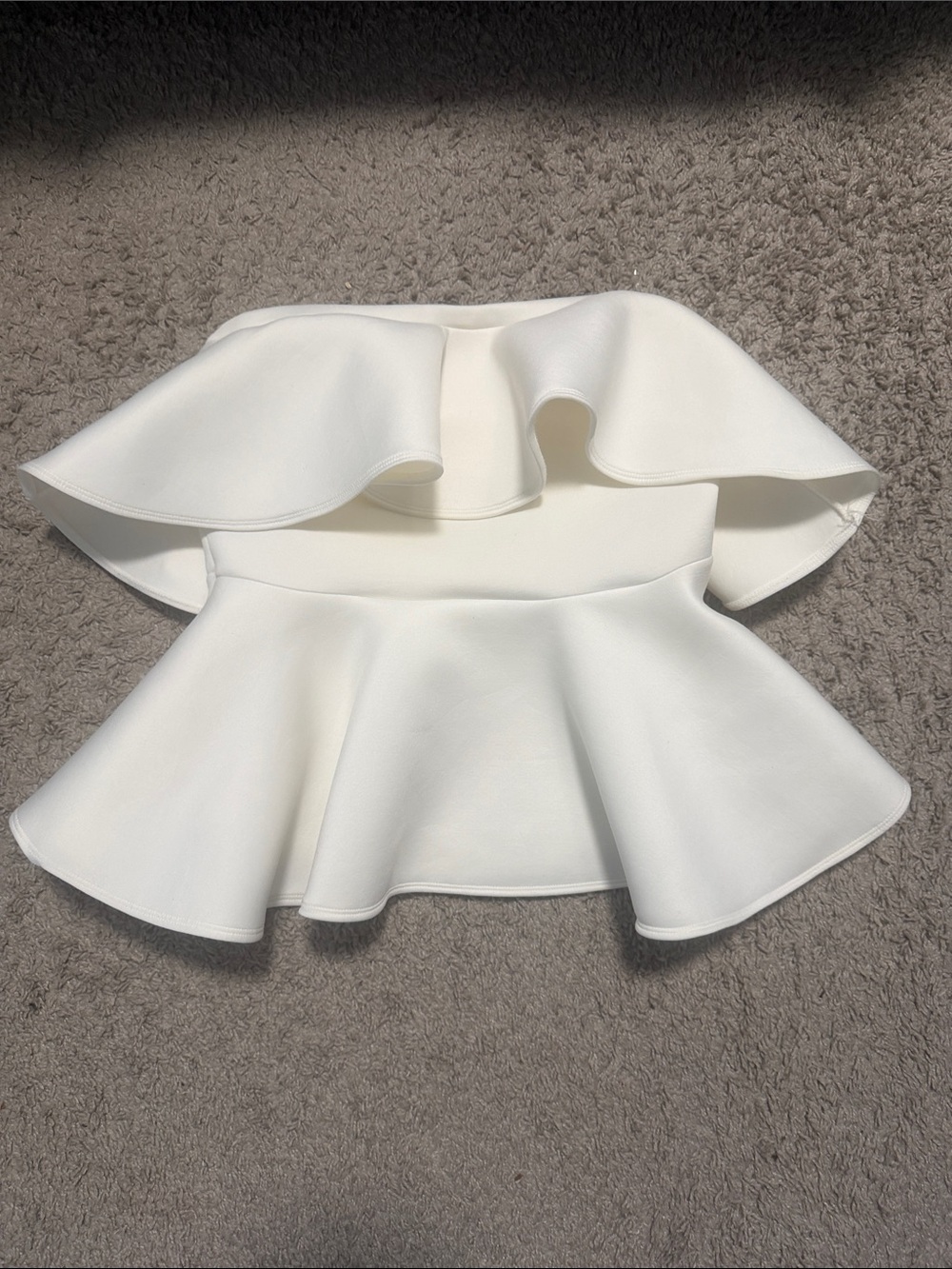 White Peplum Flared Women's Skirt